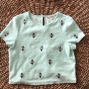 Embellished Mint Top Size Large
